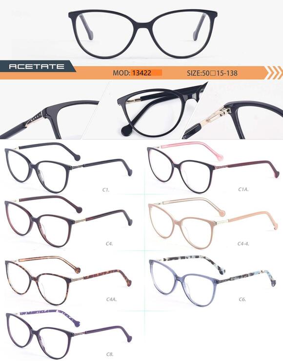 Plastic acetate frame for women with spring hinges 13422-DA