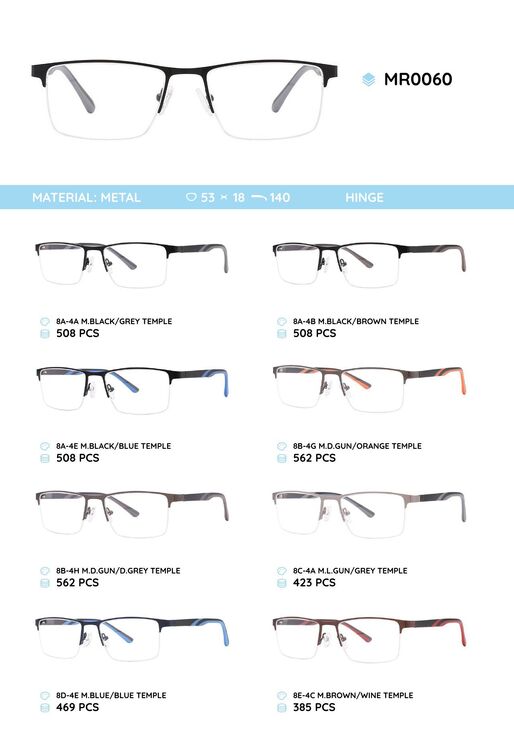 Металлическая оправа с дужками из материала TR-90 MR0060