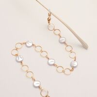 Металлическая нескользящая цепочка золотого цвета, с круглыми жемчужинами, для очков и масок GL1866