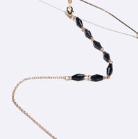Gold-colored metal non-slip chain, with black crystal, for glasses and masks GL1383