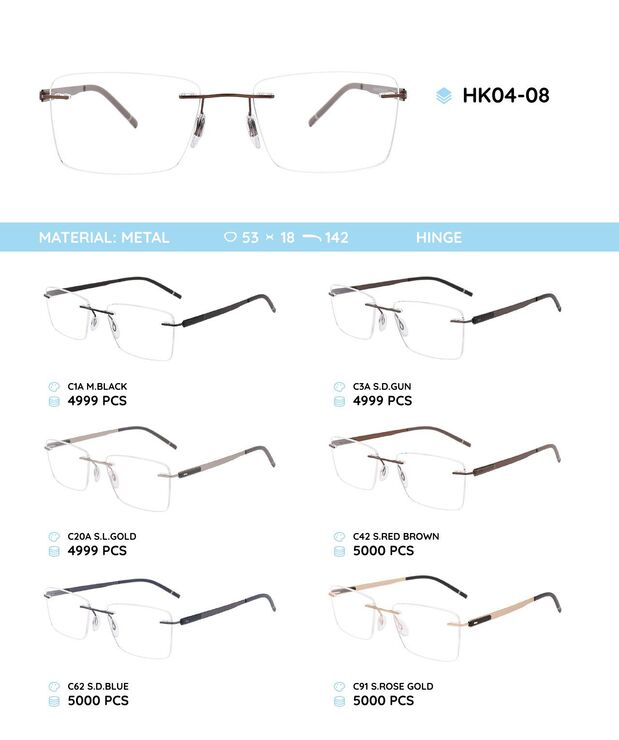 Metal rimless frame with TR-90 temples HK04-08