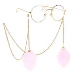 Gold-colored metal non-slip chain, with lace pompom pendant, for glasses and masks GL195