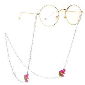 Металлическая нескользящая цепочка серебряного цвета, с красным слоном, для очков и масок GL236