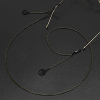 Black-colored metal non-slip chain, with pendant tree of life, for glasses and masks GL672