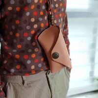 Футляр-чехол из натуральной кожи для очков с кнопкой BR5216