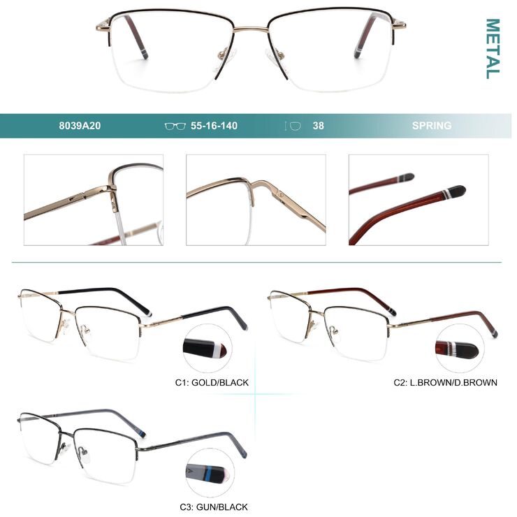 Nylor metal frames for glasses Big City 8039A20