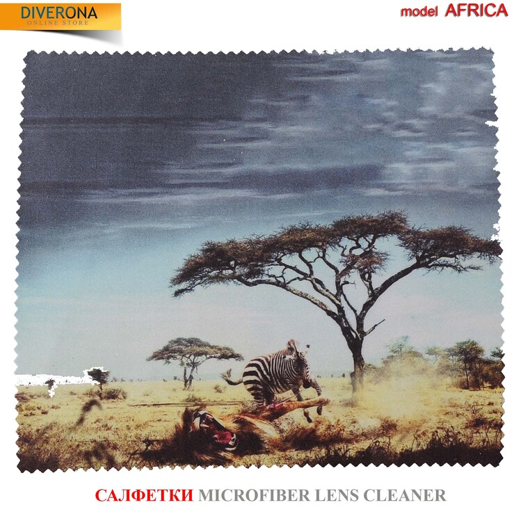 Салфетка для очков из материала микрофибра, плотный материал AFRICA - картинка 1