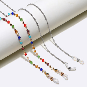 Set of two glasses chain silver and gold with color crystals GM051