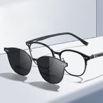 Оправа металлическая с защитой от синего света с флексом + магнитная солнцезащитная насадка (клипон) 7022-GT