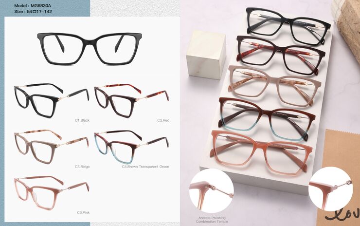 Plastic acetate frame for women, with spring hinges Big City MG6830A