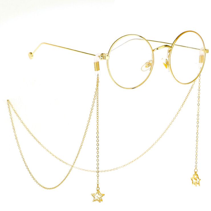 Metal non-slip chain, with pendant five-star zircon, for glasses and masks GL218