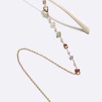 Металлическая нескользящая цепочка золотого цвета, с жемчужными бусинами и цветными кристаллами, для очков и масок GL1702