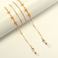 Gold-colored metal non-slip chain, with multicolored daisy, for glasses and masks GL1876