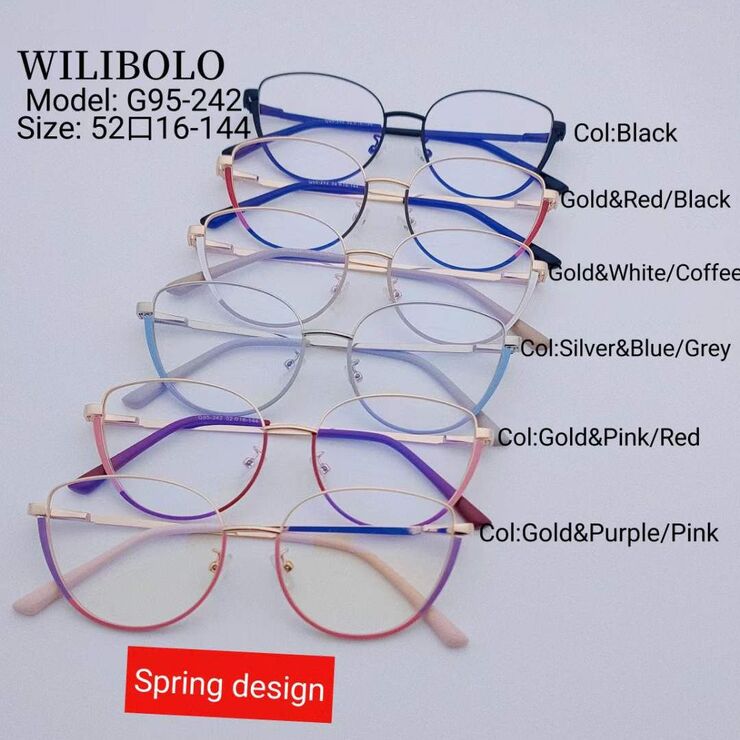 Metal ultrathin frames Wilibolo, with spring hinges G95-242