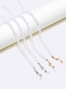Set of two silver and gold glasses chain with pearls GM061