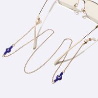 Металлическая нескользящая цепочка золотого цвета, с золотыми кристаллами и голубыми глазами, для очков и масок GL1733