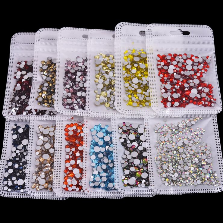 Set of rhinestones with flat bottom for decorating frames and glasses, 39 colors, PD0006