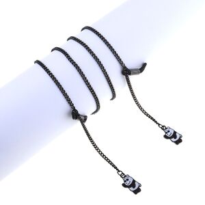 Black-colored metal non-slip chain, with pendant bear, for glasses and masks GL841