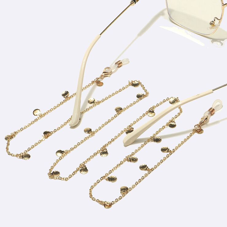 Металлическая нескользящая цепочка золотого цвета, с медными ракушками, для очков и масок GL1462