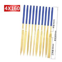 Electroplated diamond files, gold with blue handles, set of 10 pieces