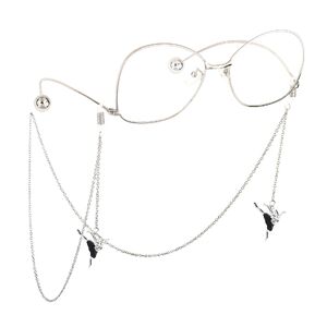 Silver-colored metal non-slip chain, with pendant angel-dancer, for glasses and masks GL613