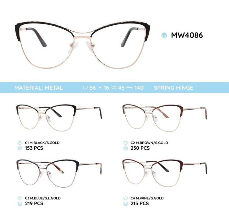 Metal women's frame for glasses MW4086