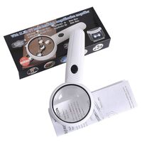 Magnifier with universal backlight, magnifying glass with handle 6H-4-XX, diameter 65 mm, magnification: 6Х, 12Х