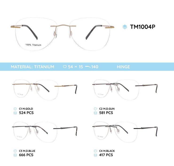 Rimless titanium metal frame TM1004P
