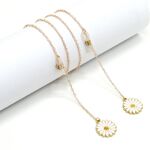 Gold-colored metal non-slip chain, with daisy-shaped pendant, for glasses and masks GL1030