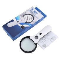 Magnifier with universal backlight, magnifying glass with handle 7505-XX, diameter 75 mm, magnification: 3Х, 45Х