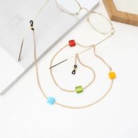 Металлическая нескользящая цепочка золотого цвета, с цветными бусинами, для очков и масок GA047