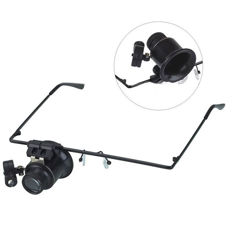 Binocular magnifier with backlight, magnifying glass with head mount 9892A-XX, magnification: 20Х