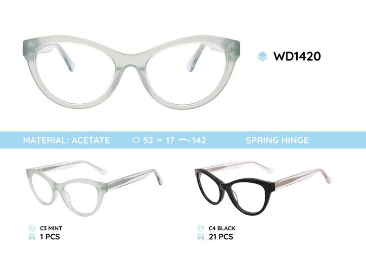 Plastic acetate eyeglasses frame for women WD1420