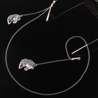 Silver-colored metal non-slip chain, with horse pendant, for glasses and masks GL208