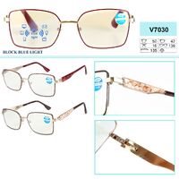 Ready-made metal frame glasses Vizzini V7030, block blue light, plastic lens, diopters +0.75 to +4.00 (step 0.25)