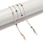 Металлическая нескользящая цепочка золотого цвета, с цветными стекляными бусинами и жемчугом, для очков и масок GL1542