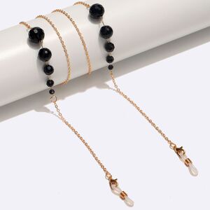 Gold-colored metal non-slip chain, with black crystal, for glasses and masks GL1578