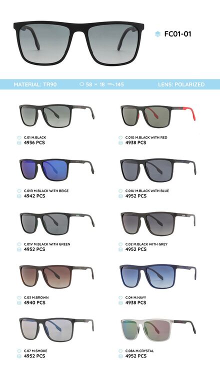 Plastic TR90 frame polarized sunglasses FC01-01
