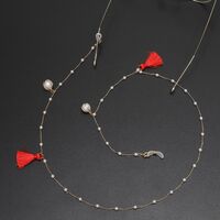 Металлическая нескользящая цепочка, с кисточкой и жемчужиной, для очков и масок GL652