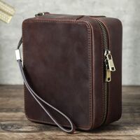 Сумка-барсетка-чехол из натуральной кожи для очков и девайсов с ремешком и молнией CF6008