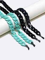 Набор из двух золотых и серебряных цепочек для очков с натуральными бирюзовыми камнями GM143