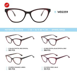 Plastic acetate eyeglasses frame with spring hinges WD2259