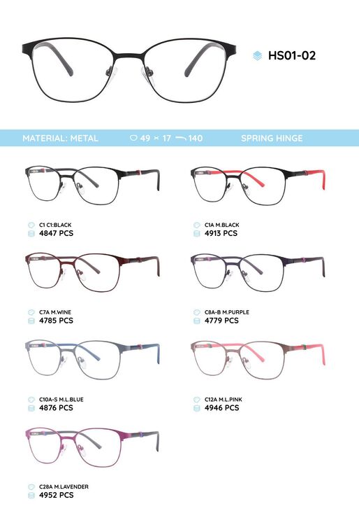 Металлическая оправа с дужками из пластика TR-90 HS01-02