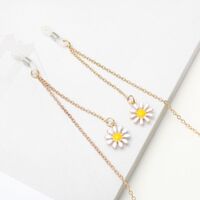 Металлическая нескользящая цепочка золотого цвета, с цветком ромашки, для очков и масок GA021