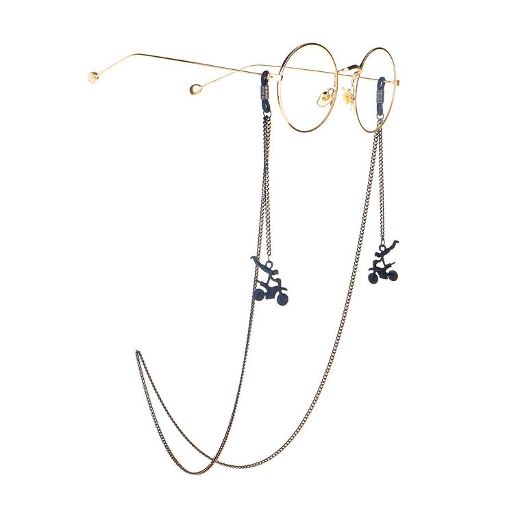 Металлическая нескользящая цепочка черного цвета, с подвеской в виде мотоцикла, для очков и масок GL982