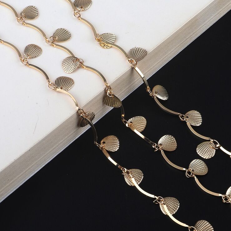 Металлическая нескользящая цепочка золотого цвета, с ракушками, для очков и масок GL740