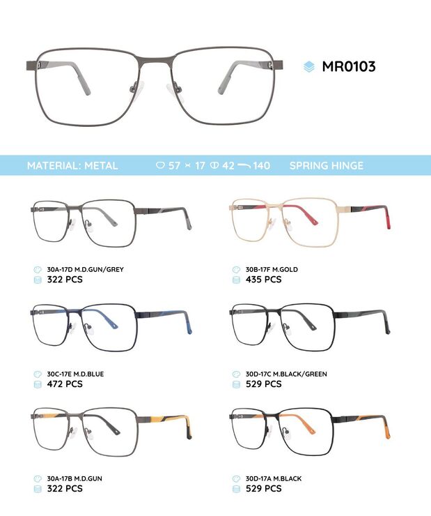 Металлическая оправа с дужками из пластика TR-90 с флексом MR0103