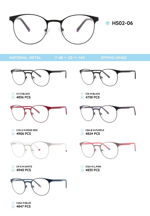 Металлическая оправа с дужками из пластика TR-90 HS02-06