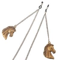 Металлическая нескользящая цепочка бронзового цвета, с подвеской в виде лошади, для очков и масок GL205