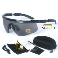 Очки полуободковые защитные противоударные тактические UV400, набор из 3-х линз, UM035-DX